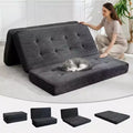 75x54.3 6 Tri-Foldable Foam Folding Mattress, Tufted Corduroy Sofa Bed Floor Guest Mattress, Portable Supportive for Home & Camping