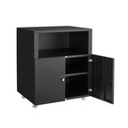 Meuble d'imprimante métallique mobile robuste avec 2 portes et étagère de rangement, support d'imprimante sous le bureau, meuble de classement roulant pour bureau à domicile, garage, atelier