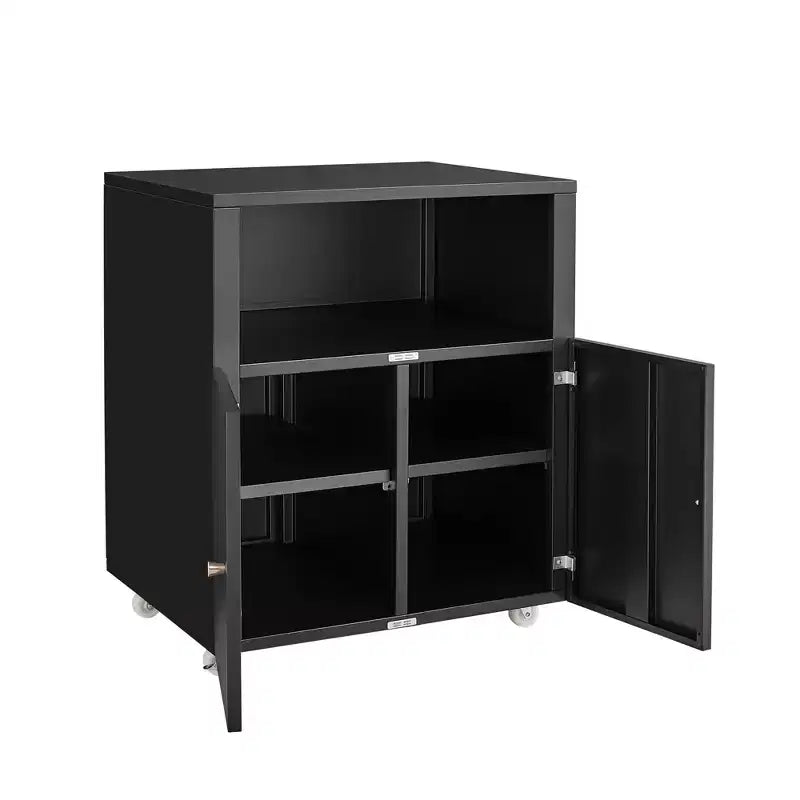 Meuble d'imprimante métallique mobile robuste avec 2 portes et étagère de rangement, support d'imprimante sous le bureau, meuble de classement roulant pour bureau à domicile, garage, atelier