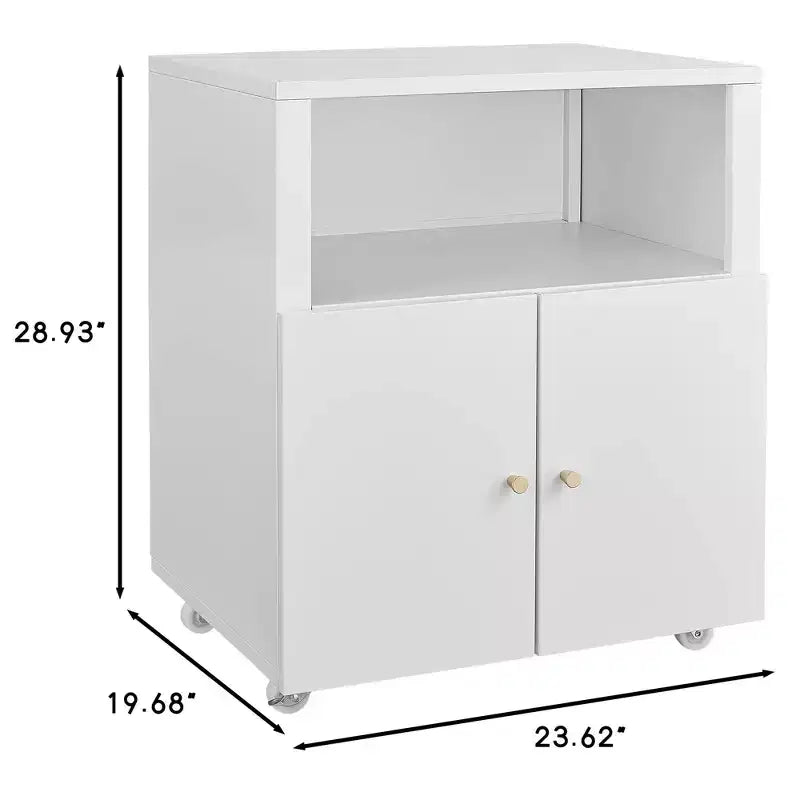 Meuble d'imprimante métallique mobile robuste avec 2 portes et étagère de rangement, support d'imprimante sous le bureau, meuble de classement roulant pour bureau à domicile, garage, atelier