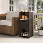 Meuble de rangement extérieur Costway avec étagères et tiroir amovible pour porche marron/noir/gris mélangé