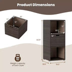 Meuble de rangement extérieur Costway avec étagères et tiroir amovible pour porche marron/noir/gris mélangé