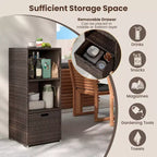 Meuble de rangement extérieur Costway avec étagères et tiroir amovible pour porche marron/noir/gris mélangé