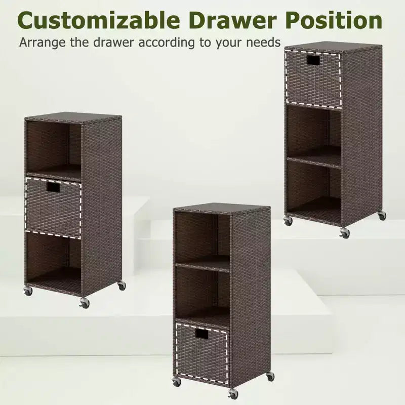 Meuble de rangement extérieur Costway avec étagères et tiroir amovible pour porche marron/noir/gris mélangé