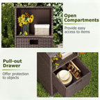Meuble de rangement extérieur Costway avec étagères et tiroir amovible pour porche marron/noir/gris mélangé