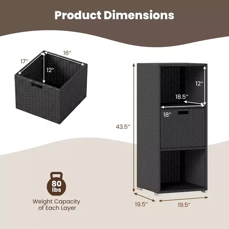 Meuble de rangement extérieur Costway avec étagères et tiroir amovible pour porche marron/noir/gris mélangé