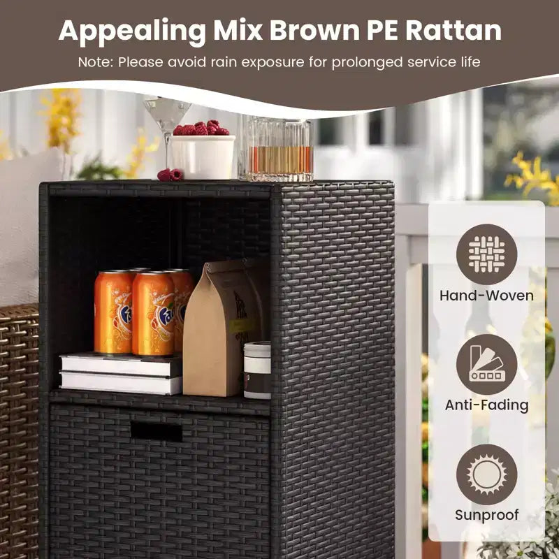 Meuble de rangement extérieur Costway avec étagères et tiroir amovible pour porche marron/noir/gris mélangé