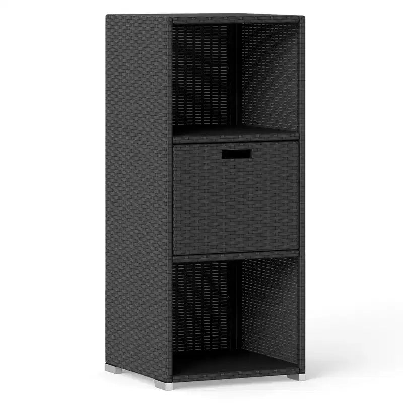 Meuble de rangement extérieur Costway avec étagères et tiroir amovible pour porche marron/noir/gris mélangé