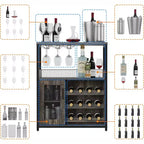 Meuble de Bar à Café et à Vins avec Porte-Bouteilles Amovible, Support à Verres, Tiroir et Porte en Maille, Buffet de Rangement pour Salle à Manger, Cuisine