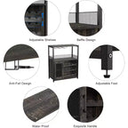 Meuble de Bar à Café et à Vins avec Porte-Bouteilles Amovible, Support à Verres, Tiroir et Porte en Maille, Buffet de Rangement pour Salle à Manger, Cuisine