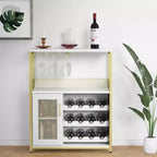 Meuble de Bar à Café et à Vins avec Porte-Bouteilles Amovible, Support à Verres, Tiroir et Porte en Maille, Buffet de Rangement pour Salle à Manger, Cuisine