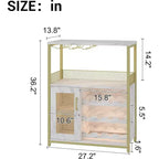 Meuble de Bar à Café et à Vins avec Porte-Bouteilles Amovible, Support à Verres, Tiroir et Porte en Maille, Buffet de Rangement pour Salle à Manger, Cuisine