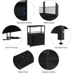 Meuble de Bar à Café et à Vins avec Porte-Bouteilles Amovible, Support à Verres, Tiroir et Porte en Maille, Buffet de Rangement pour Salle à Manger, Cuisine