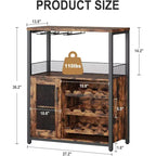 Meuble de Bar à Café et à Vins avec Porte-Bouteilles Amovible, Support à Verres, Tiroir et Porte en Maille, Buffet de Rangement pour Salle à Manger, Cuisine