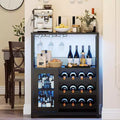 Coffee Wine Bar Rack Cabinet with Removable Wine Rack, Glass Holder, Drawer & Mesh Door  Sideboard and Buffet Storage for Dining Room, Kitchen