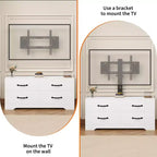 Meuble TV avec support pour téléviseurs de 32 à 75 pouces, console multimédia moderne avec 4 grands tiroirs, commode de centre de divertissement pour salon et chambre