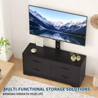 Meuble TV avec support pour téléviseurs de 32 à 75 pouces, console multimédia moderne avec 4 grands tiroirs, commode de centre de divertissement pour salon et chambre