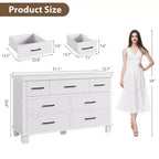 Commode en bois à 7 tiroirs pour chambre à coucher, commode de rangement de 51 cm de large, organiseur moderne en bois avec poignées métalliques pour placard, salon