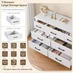 Commode en bois à 7 tiroirs pour chambre à coucher, commode de rangement de 51 cm de large, organiseur moderne en bois avec poignées métalliques pour placard, salon