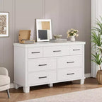 Commode en bois à 7 tiroirs pour chambre à coucher, commode de rangement de 51 cm de large, organiseur moderne en bois avec poignées métalliques pour placard, salon