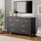 Commode en bois à 7 tiroirs pour chambre à coucher, commode de rangement de 51 cm de large, organiseur moderne en bois avec poignées métalliques pour placard, salon