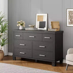 Commode en bois à 7 tiroirs pour chambre à coucher, commode de rangement de 51 cm de large, organiseur moderne en bois avec poignées métalliques pour placard, salon
