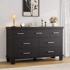 Commode en bois à 7 tiroirs pour chambre à coucher, commode de rangement de 51 cm de large, organiseur moderne en bois avec poignées métalliques pour placard, salon