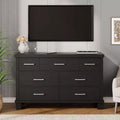 7 Drawers Wood Dresser for Bedroom, 51 Wide Storage Chest of Drawers, Modern Wooden Organizer with Metal Handles for Closet, Living Room