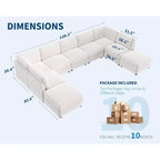 Canapé d'angle modulable 128", 9 places en forme de L avec 2 poufs de rangement, canapé-lit moderne avec housses amovibles et lavables et oreillers