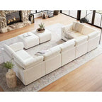 Canapé d'angle modulable 128", 9 places en forme de L avec 2 poufs de rangement, canapé-lit moderne avec housses amovibles et lavables et oreillers