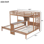 Lit superposé Whisen double/double et double avec bureau intégré et étagères de rangement, lampe de lecture, conception 3 lits en 1
