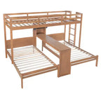 Lit superposé Whisen double/double et double avec bureau intégré et étagères de rangement, lampe de lecture, conception 3 lits en 1