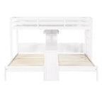 Lit superposé Whisen double/double et double avec bureau intégré et étagères de rangement, lampe de lecture, conception 3 lits en 1