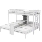 Lit superposé Whisen double/double et double avec bureau intégré et étagères de rangement, lampe de lecture, conception 3 lits en 1