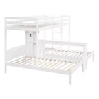 Lit superposé Whisen double/double et double avec bureau intégré et étagères de rangement, lampe de lecture, conception 3 lits en 1