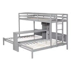 Lit superposé Whisen double/double et double avec bureau intégré et étagères de rangement, lampe de lecture, conception 3 lits en 1