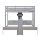 Lit superposé Whisen double/double et double avec bureau intégré et étagères de rangement, lampe de lecture, conception 3 lits en 1
