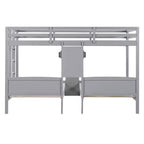 Lit superposé Whisen double/double et double avec bureau intégré et étagères de rangement, lampe de lecture, conception 3 lits en 1