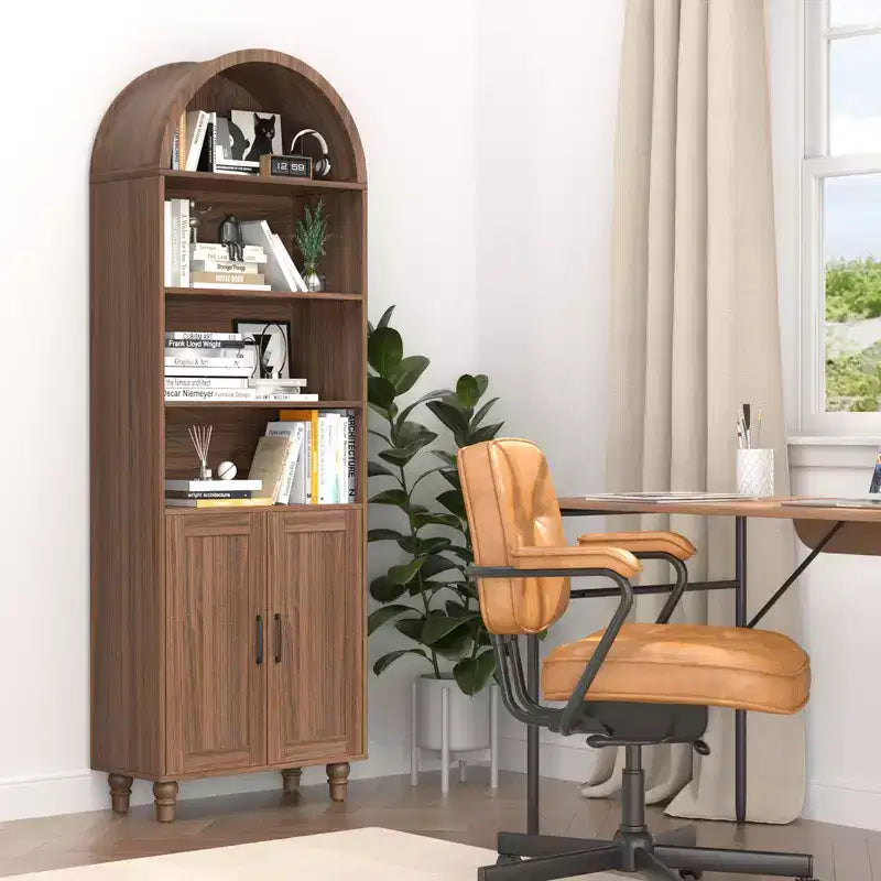 Étagère GDFStudio Shamus arquée avec 2 portes et étagères réglables