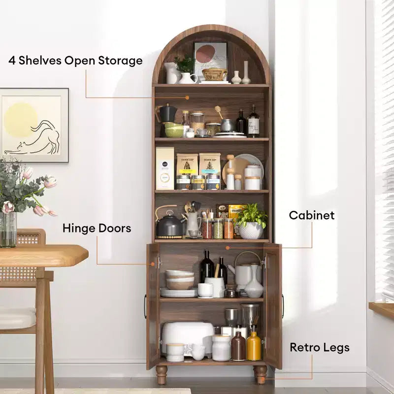 Étagère GDFStudio Shamus arquée avec 2 portes et étagères réglables
