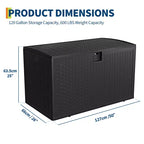 Coffre de rangement extérieur en résine, étanche, verrouillable, 454 L, style rotin, avec poignées latérales, pour meubles de patio, outils de jardin