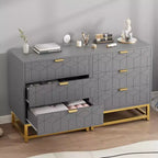 Commode moderne en bois à 3 tiroirs, commode de chambre avec poignées dorées, table de chevet et armoire de rangement
