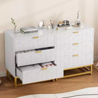 Commode moderne en bois à 3 tiroirs, commode de chambre avec poignées dorées, table de chevet et armoire de rangement