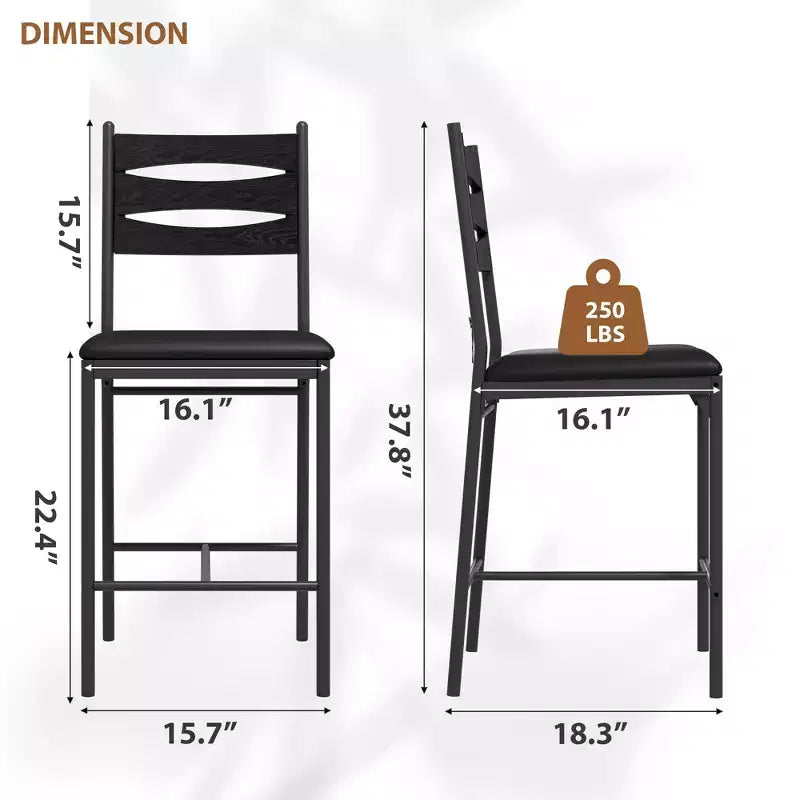 Lot de 2/4 tabourets de bar, chaises de bar hauteur comptoir avec dossier et coussin épais, tabourets rembourrés en cuir PU avec cadre en métal pour cuisine, salle à manger