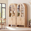60-inch high arched kitchen cabinet with adjustable shelves and 4 large drawers, a multi-functional kitchen storage cabinet.
