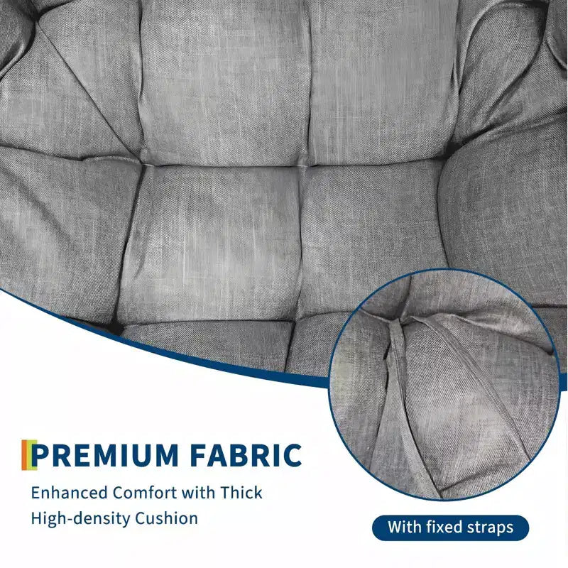 Fauteuil à bascule d'extérieur, chaise œuf de patio surdimensionnée avec coussin rembourré, bascule papasan en rotin pour l'intérieur, le porche, le jardin
