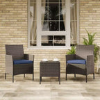 Ensemble de mobilier de patio 3 pièces COZONY avec 2 chaises en rotin et 1 table basse en verre, ensemble de conversation extérieur pour balcon, jardin, sièges de piscine