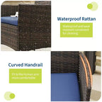 Ensemble de mobilier de patio 3 pièces COZONY avec 2 chaises en rotin et 1 table basse en verre, ensemble de conversation extérieur pour balcon, jardin, sièges de piscine