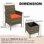 Ensemble de mobilier de patio 3 pièces COZONY avec 2 chaises en rotin et 1 table basse en verre, ensemble de conversation extérieur pour balcon, jardin, sièges de piscine