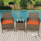Ensemble de mobilier de patio 3 pièces COZONY avec 2 chaises en rotin et 1 table basse en verre, ensemble de conversation extérieur pour balcon, jardin, sièges de piscine